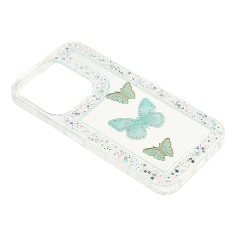 For Xiaomi Redmi 15C 4G (Global) (171mm)  /  Poco C85 4G (171mm) Case DIY Butterfly Glitter Epoxy Soft TPU Phone Back Cover - Green