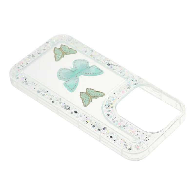 For Xiaomi Redmi 15C 4G (Global) (171mm)  /  Poco C85 4G (171mm) Case DIY Butterfly Glitter Epoxy Soft TPU Phone Back Cover - Green