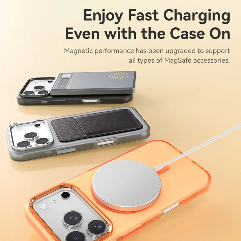 ROCK For iPhone 17 Pro Max Case Compatible with MagSafe Metal Lens Frame TPU + PC Matte Phone Cover - Black