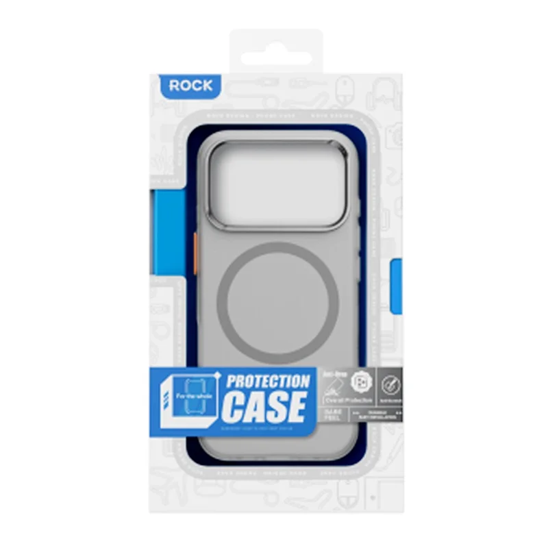 ROCK For iPhone 17 Pro Case Compatible with MagSafe Metal Lens Frame TPU + PC Matte Phone Cover - Black