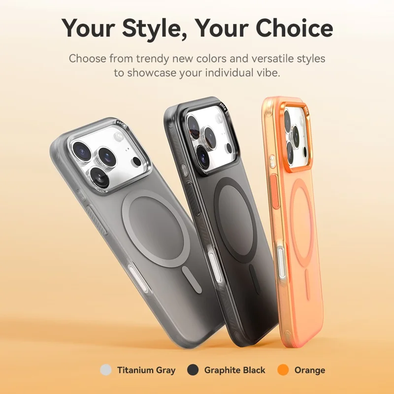 ROCK For iPhone 17 Pro Case Compatible with MagSafe Metal Lens Frame TPU + PC Matte Phone Cover - Black