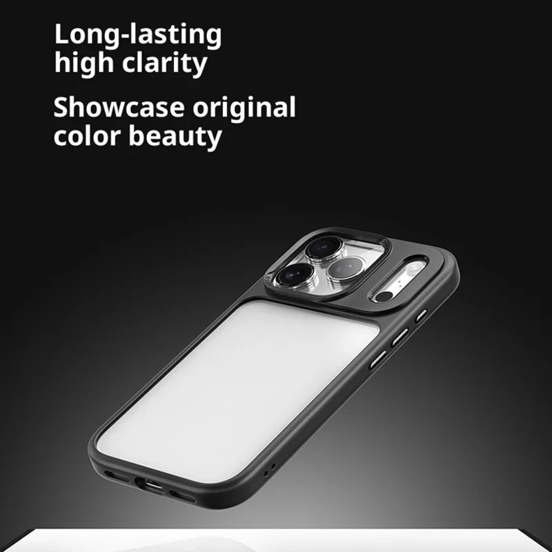 ROCK Pour iPhone 17 Pro Max Coque de Téléphone Transparente PC + TPU Antichoc Coque Arrière - Noir