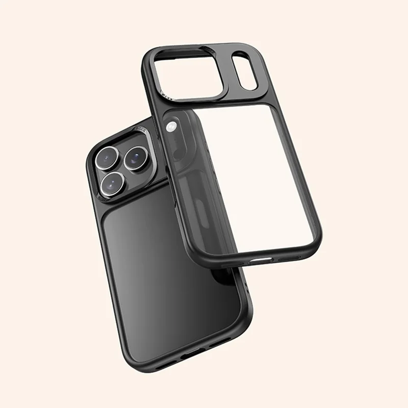 ROCK Pour iPhone 17 Pro Max Coque de Téléphone Transparente PC + TPU Antichoc Coque Arrière - Noir