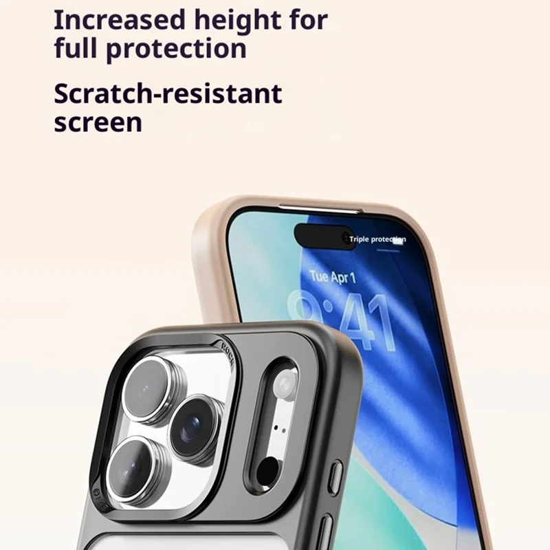 ROCK Pour iPhone 17 Pro Max Coque de Téléphone Transparente PC + TPU Antichoc Coque Arrière - Noir