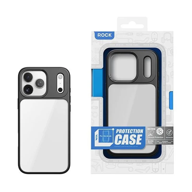 ROCK Para iPhone 17 Pro Capa de Telefone Transparente PC + TPU Capa Traseira à Prova de Choque - Preto