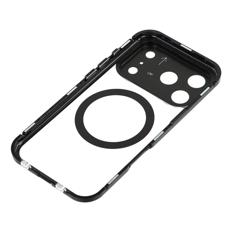Coque iPhone 17 Pro Max Double Face Verre Trempé Housse de Téléphone Compatible avec MagSafe Protecteur Intégral - Noir