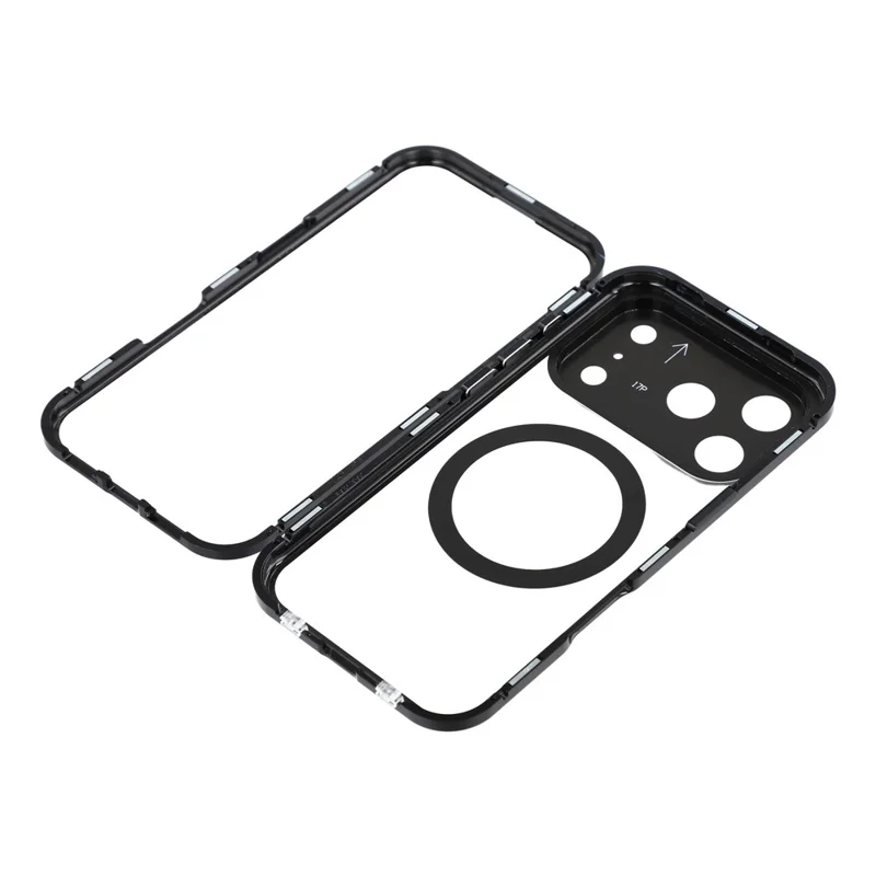 Coque iPhone 17 Pro Max Double Face Verre Trempé Housse de Téléphone Compatible avec MagSafe Protecteur Intégral - Noir
