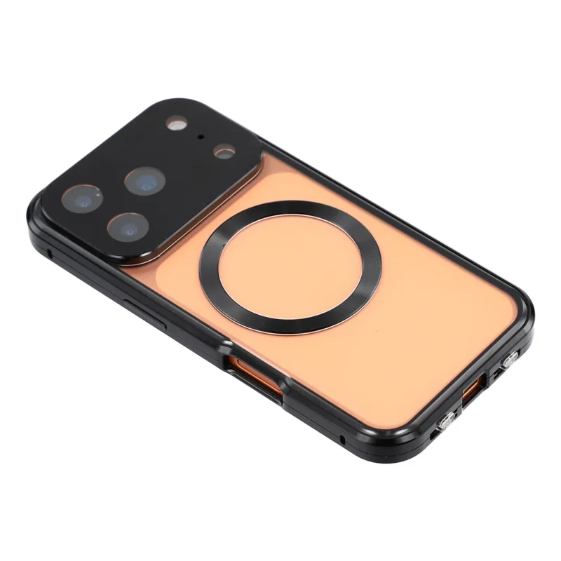 For iPhone 17 Pro Case Double Sides Tempered Glass Phone Cover Compatible with MagSafe Full Protector - Black