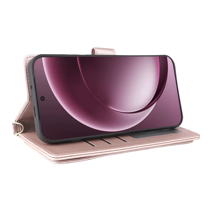 OnePlus 15 5G Lederhülle mit Ständer und Geldbörse - Pink