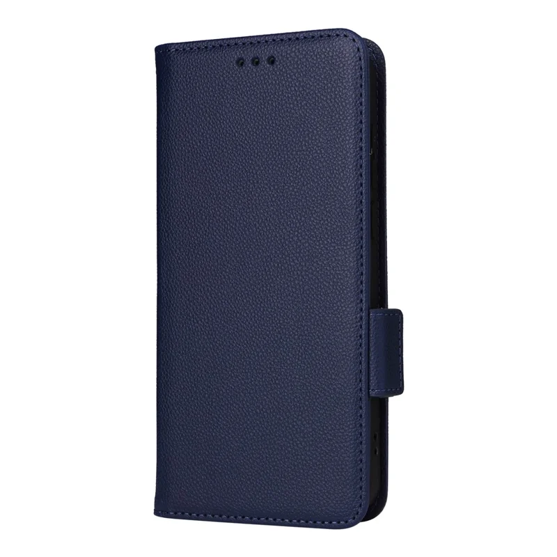 For OnePlus 15 5G Case Litchi Texture Wallet Leather Phone Cover with Wrist Strap - Dark Blue