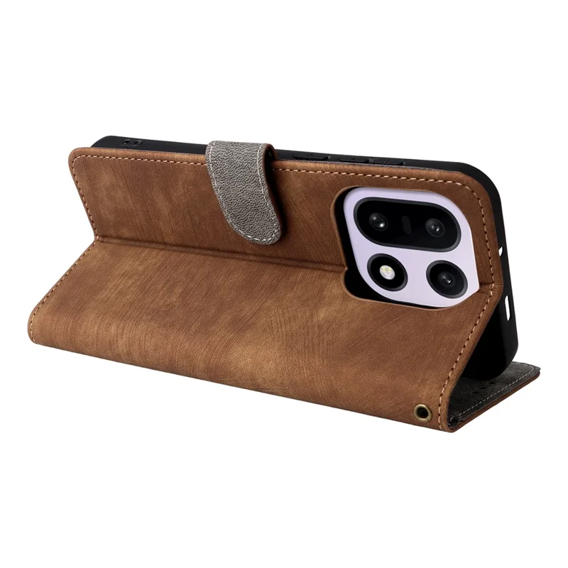 OnePlus 15 5G Hülle Brieftasche RFID-Blockierung PU-Leder Handyhülle mit Ständer und Riemen - Braun