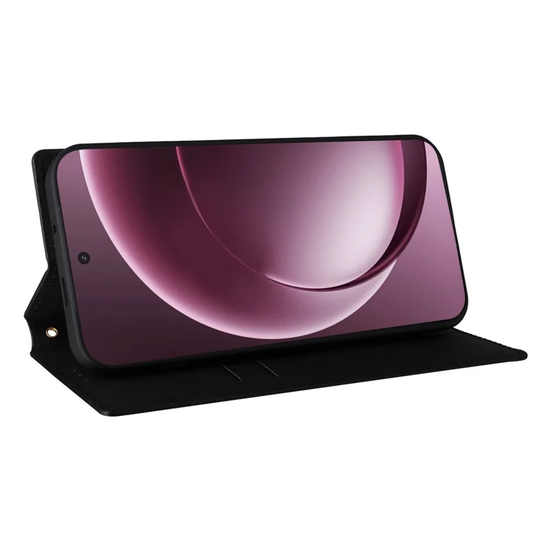 Étui portefeuille 5G pour OnePlus 15 - Noir, en cuir PU avec motif en losange imprimé