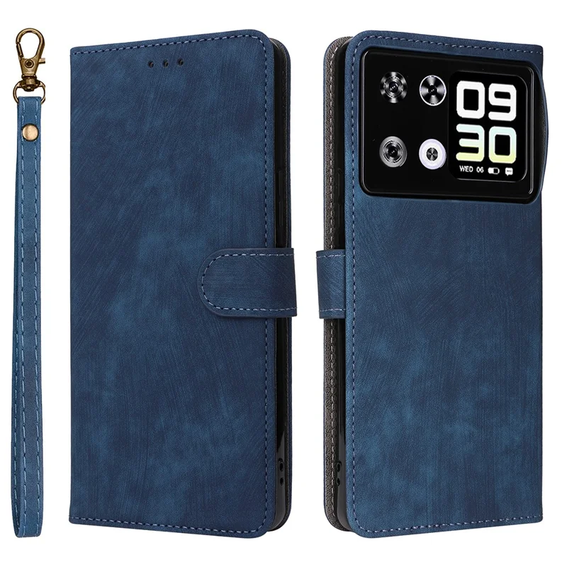 For Cubot P90 Case Wallet RFID Blocking PU Leather Phone Cover Stand with Strap - Blue