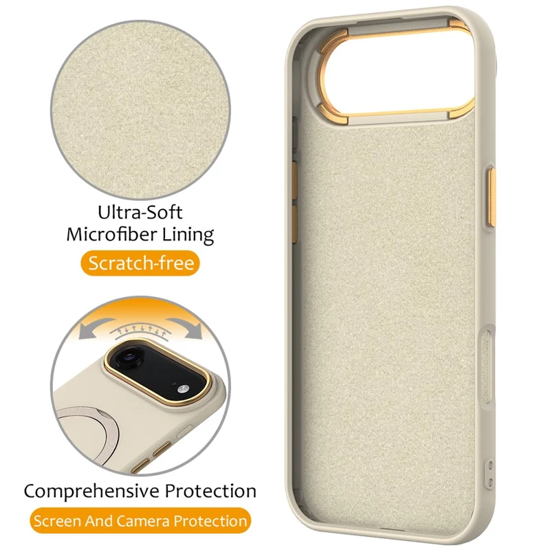 For iPhone Air Case Compatible with MagSafe Rotating Ring Kickstand TPU + PC Phone Back Cover - Apricot