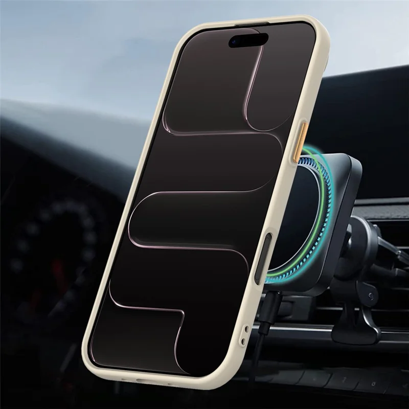 For iPhone Air Case Compatible with MagSafe Rotating Ring Kickstand TPU + PC Phone Back Cover - Apricot