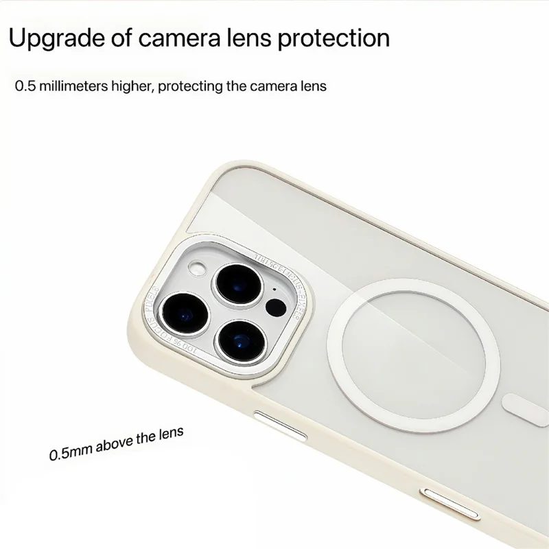 Capa para iPhone 16 Pro Max Compatível com MagSafe TPU + Capa Traseira de Telefone Acrílica Transparente - Branca