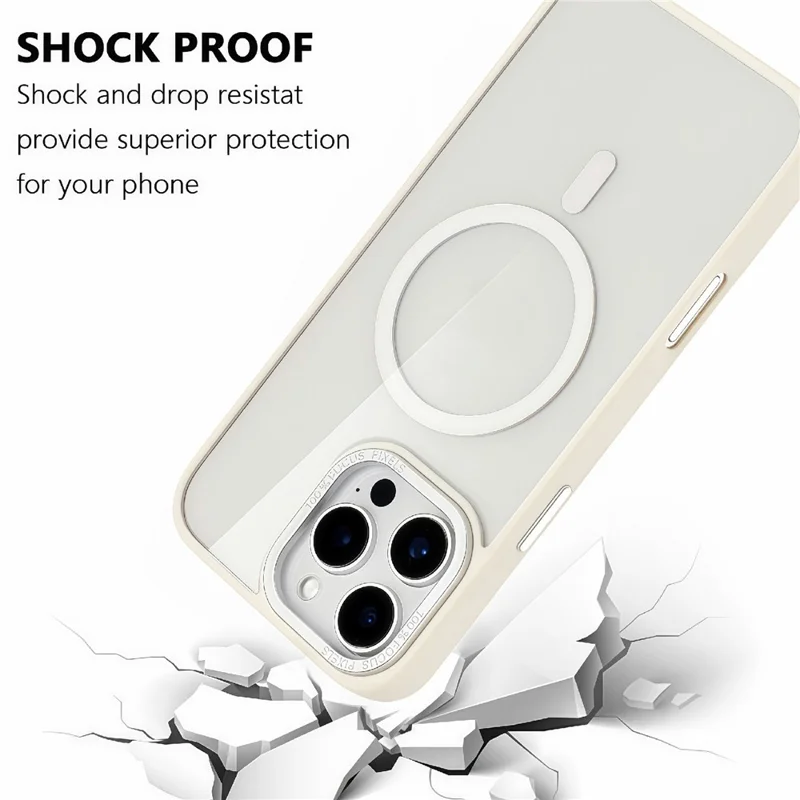Capa para iPhone 16 Pro Max Compatível com MagSafe TPU + Capa Traseira de Telefone Acrílica Transparente - Branca
