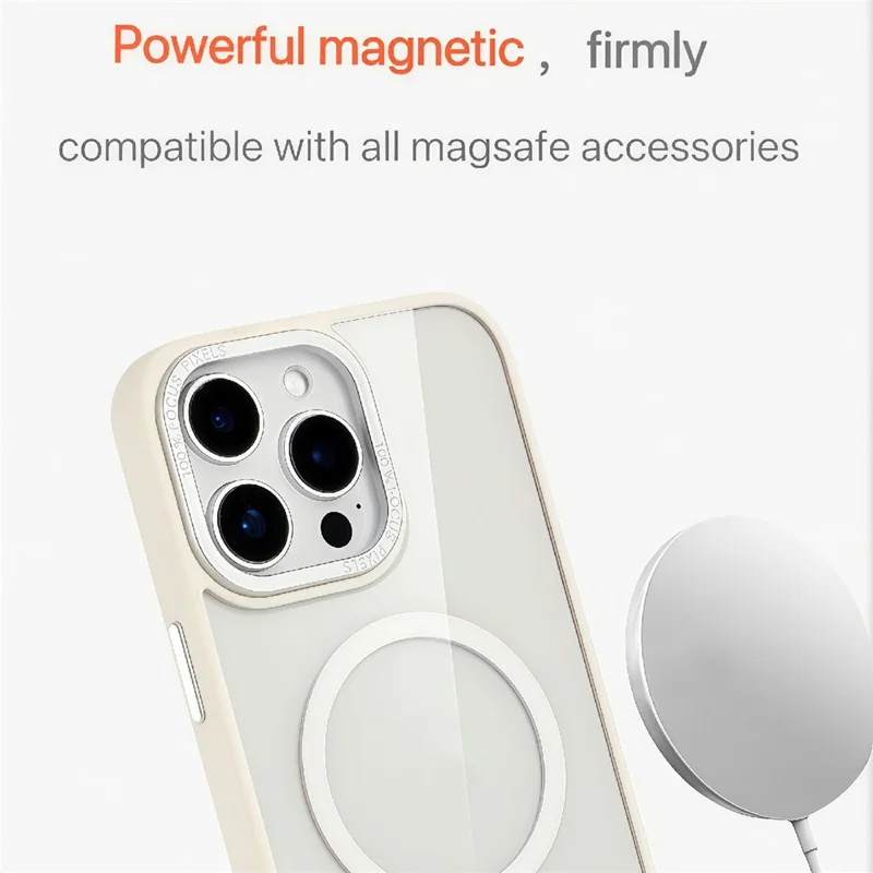 Étui pour iPhone 16 Pro Compatible avec MagSafe TPU + Coque Arrière Transparente en Acrylique - Blanc