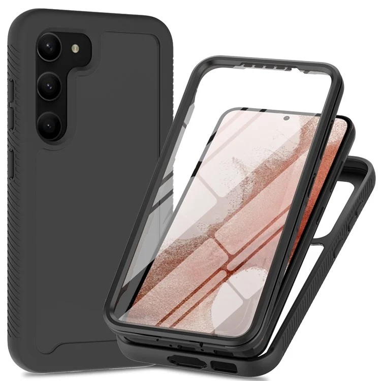 Pour Samsung Galaxy S23 PC + Étui de protection anti-chute TPU Couverture de téléphone de protection complète avec protecteur d'écran en PET - Noir