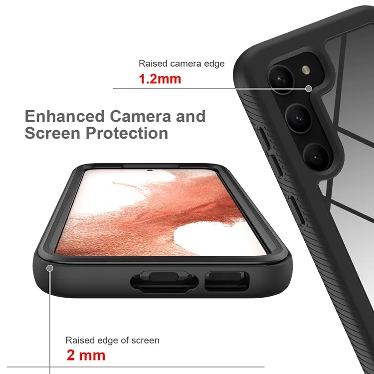 Pour Samsung Galaxy S23 PC + Étui de protection anti-chute TPU Couverture de téléphone de protection complète avec protecteur d'écran en PET - Noir