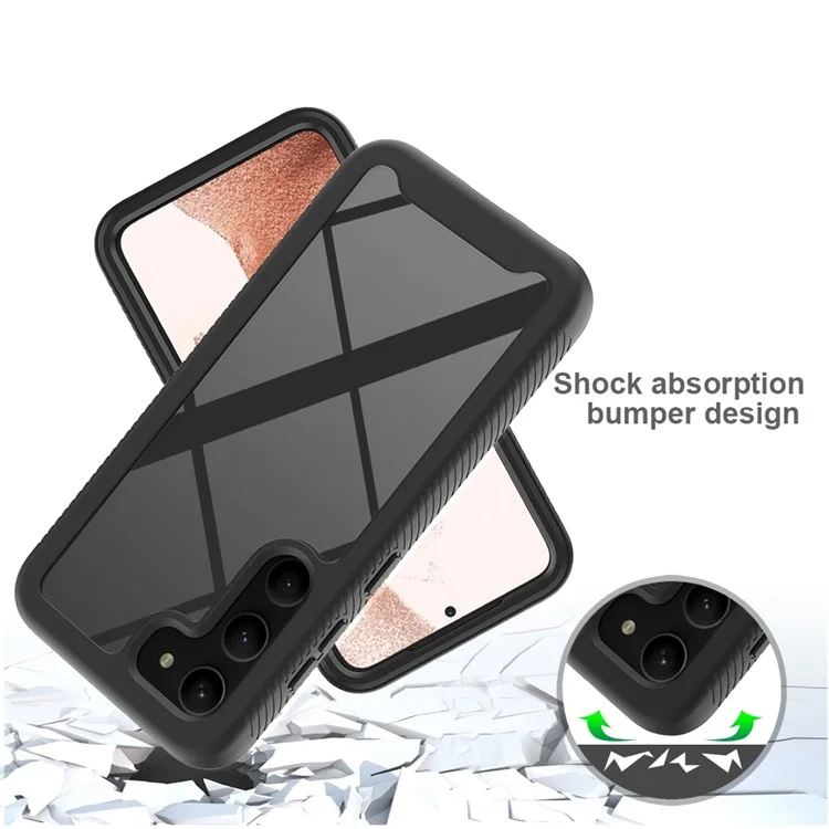 Pour Samsung Galaxy S23 PC + Étui de protection anti-chute TPU Couverture de téléphone de protection complète avec protecteur d'écran en PET - Noir