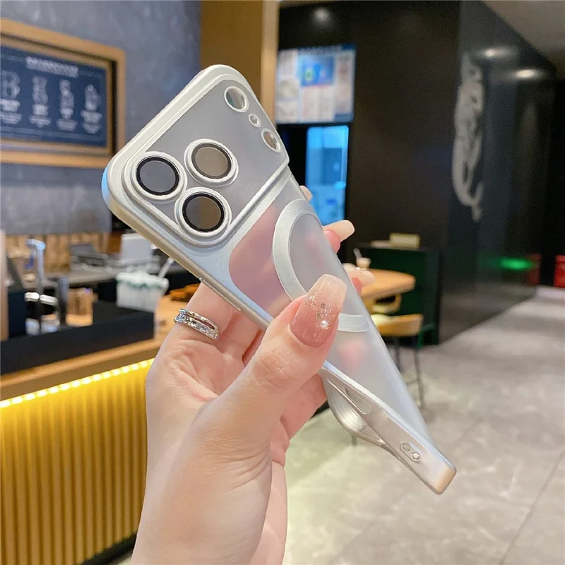 Capa para iPhone 17 Pro Max com Estojo Magnético Compatível com MagSafe, Capa de Telefone de PC TPU Fosca - Laranja Fosco