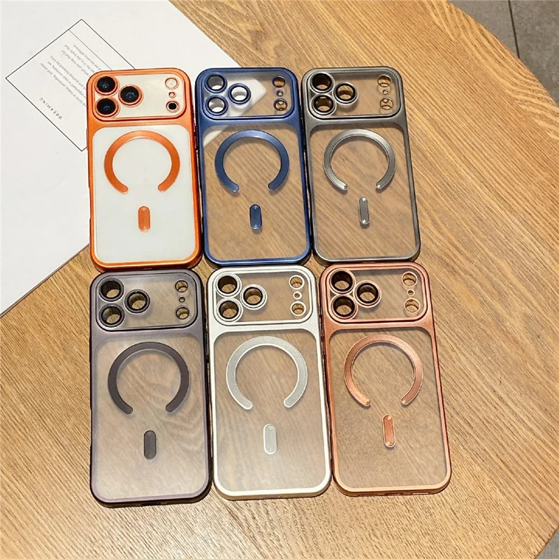 Capa para iPhone 17 Pro Max com Estojo Magnético Compatível com MagSafe, Capa de Telefone de PC TPU Fosca - Laranja Fosco