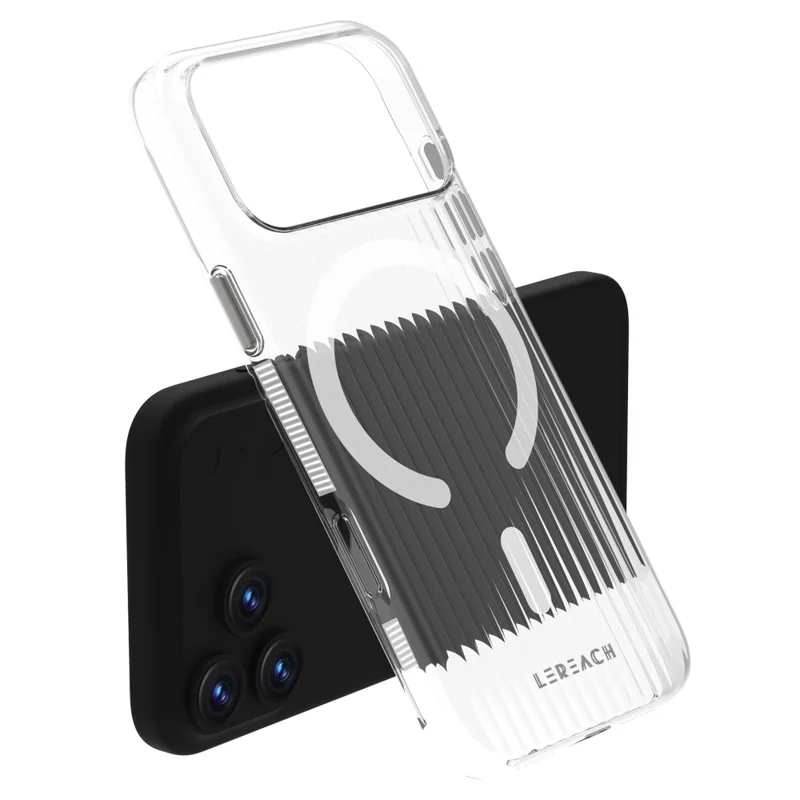 LEREACH TOC Series for iPhone 17 Pro Case Flowing Grid PC Phone Cover Compatible with MagSafe - White