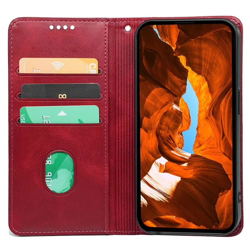 Für vivo iQOO 15 5G-Hülle mit verborgenem Magnetverschluss, Kalblederstruktur, Handyhülle - Rot