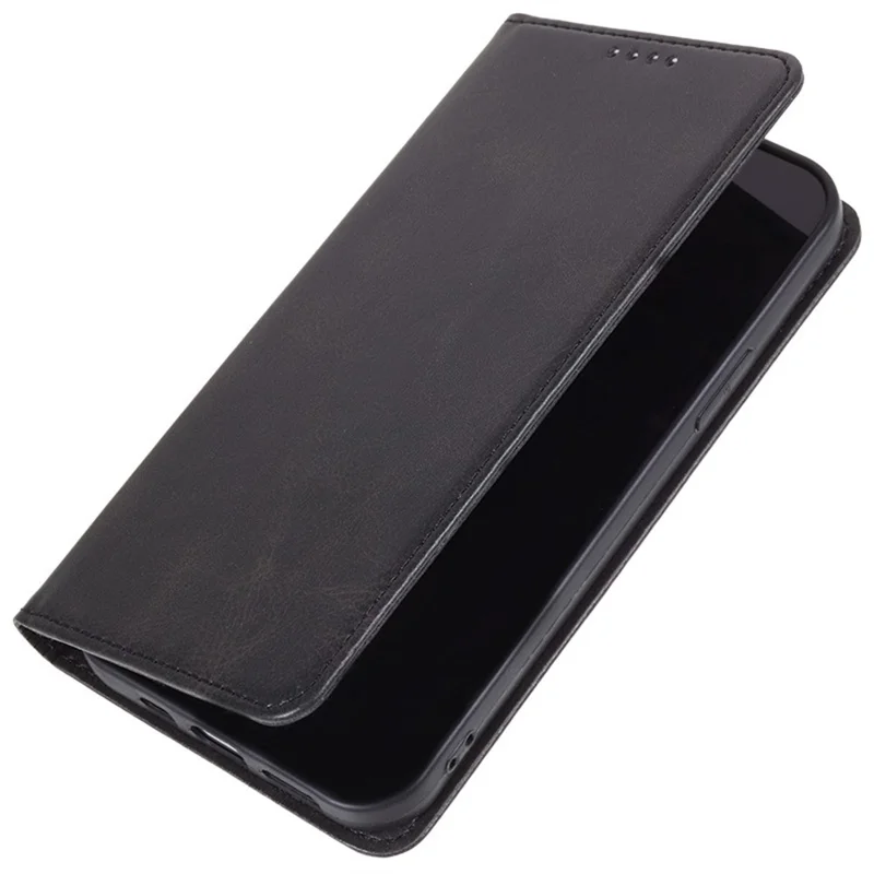 For vivo iQOO 15 5G Case Strong Magnetic PU Leather Phone Cover Calf Texture - Black