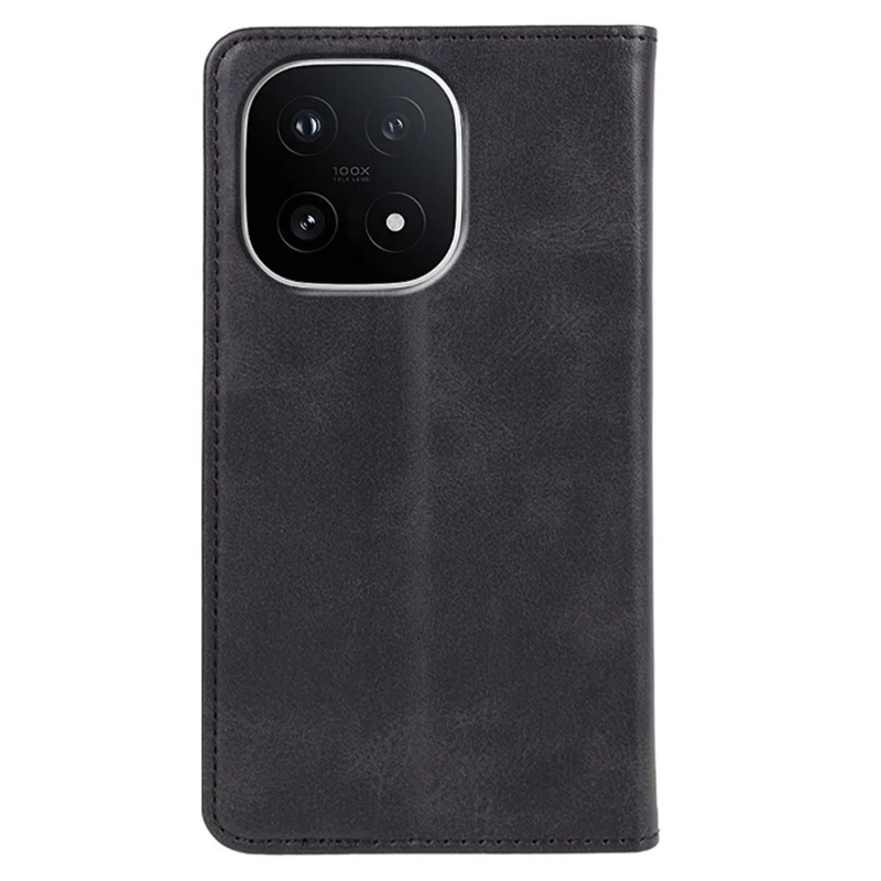 For vivo iQOO 15 5G Case Strong Magnetic PU Leather Phone Cover Calf Texture - Black