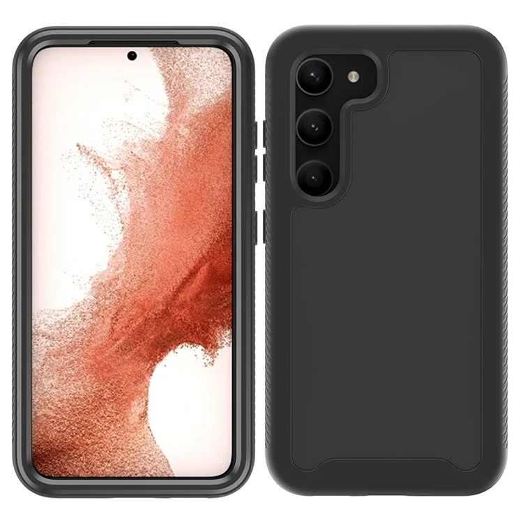 Для Samsung Galaxy S23+ 3-в-1 ПК + TPU + PET-защитная пленка для телефона Чехол с полной защитой от падения - Черный