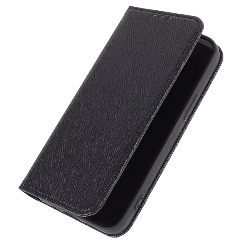 For OnePlus 15 5G Case Cross Texture Leather Phone Cover with Hidden Magnetic - Black