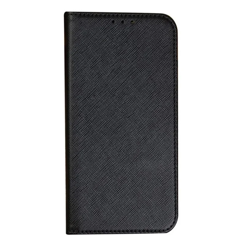 For OnePlus 15 5G Case Cross Texture Leather Phone Cover with Hidden Magnetic - Black