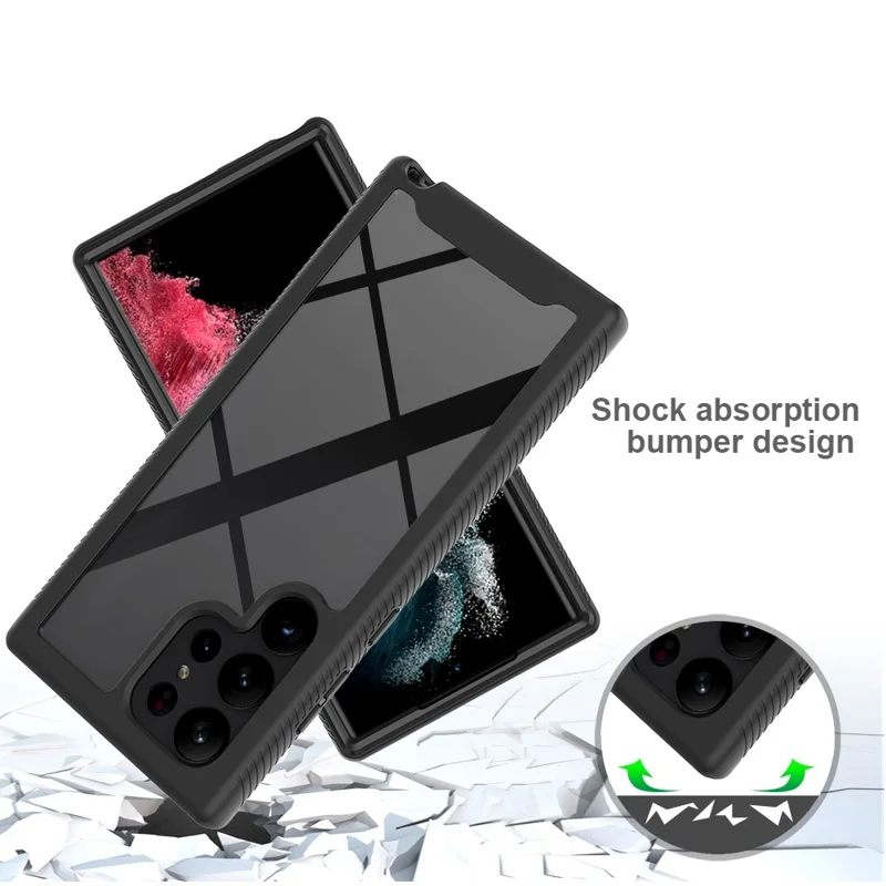 For Samsung Galaxy S23 Ultra PC + TPU Hybrid Cover Full Protection PET Screen Protector Phone Case - Red
