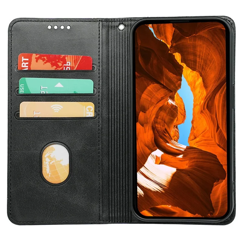 Voor Xiaomi 15T Pro hoesje met verborgen magnetische sluiting en kalfslederstructuur - Zwart