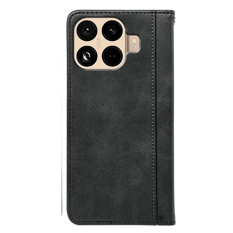 Voor Xiaomi 15T Pro hoesje met verborgen magnetische sluiting en kalfslederstructuur - Zwart