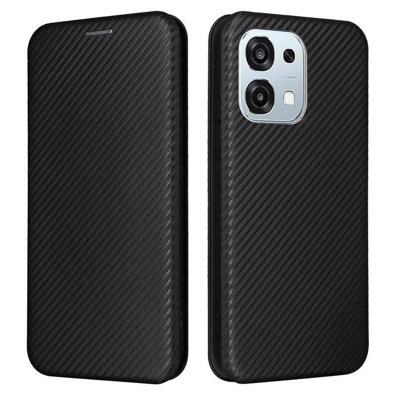 Capa para Oppo A6 Pro 5G / 4G com Textura de Fibra de Carbono à Prova de Queda em Couro PU - Preto