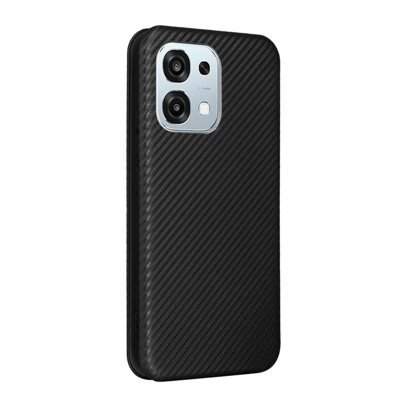 Capa para Oppo A6 Pro 5G / 4G com Textura de Fibra de Carbono à Prova de Queda em Couro PU - Preto
