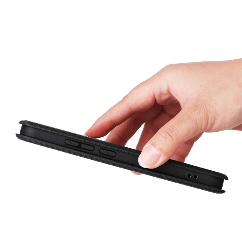 Capa para Oppo A6 Pro 5G / 4G com Textura de Fibra de Carbono à Prova de Queda em Couro PU - Preto