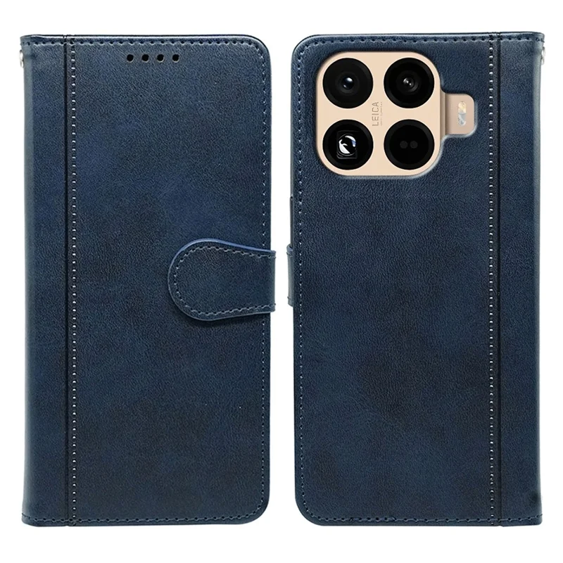 Xiaomi 15T Pro hoesje met kalfsstructuur, lederen standaard, boekstijl telefoonhoes - Blauw