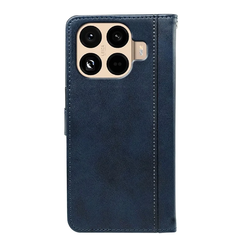 Xiaomi 15T Pro hoesje met kalfsstructuur, lederen standaard, boekstijl telefoonhoes - Blauw