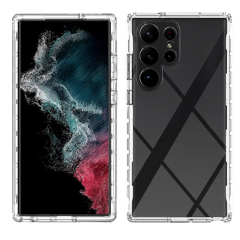 For Samsung Galaxy S23 Ultra Shockproof Case TPU PC Phone Case Gradient Color Crystal Clear Protective Cover - Gradient Purple