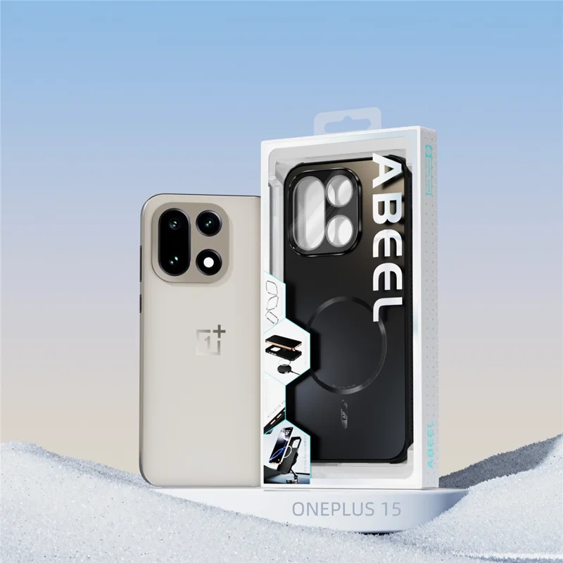ABEEL For OnePlus 15 5G Magnetic Case TPU PC Cooling Matte Phone Back Cover with Lens Film - Black