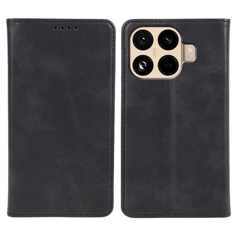 Чехол Xiaomi 15T Pro, прочный магнитный чехол из искусственной кожи с фактурой телячьей кожи - черный