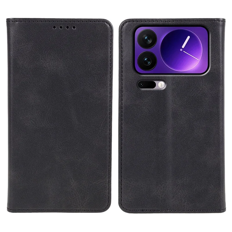 Capa Xiaomi 17 Pro Forte Magnética de Couro PU - Textura de Bezerro - Preta