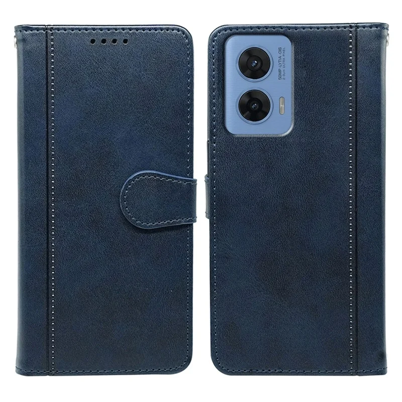 For Motorola G96 5G Case Calf Texture Leather Stand Book Style Phone Cover - Blue