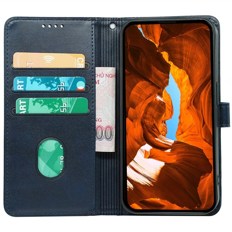 For Motorola G96 5G Case Calf Texture Leather Stand Book Style Phone Cover - Blue