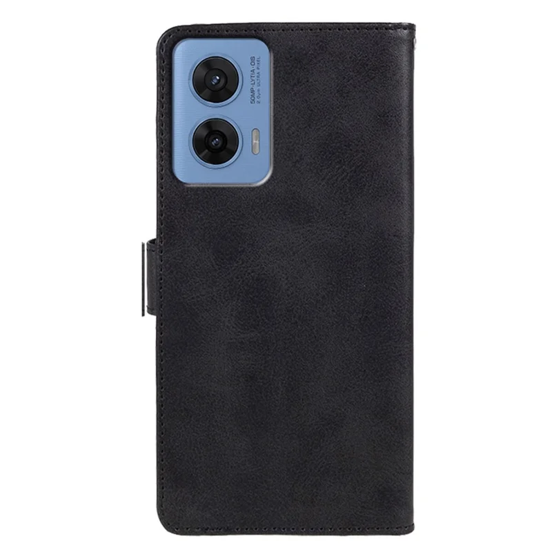 For Motorola G96 5G Case Calf Texture PU Leather Wallet Phone Cover with Wrist Strap - Black