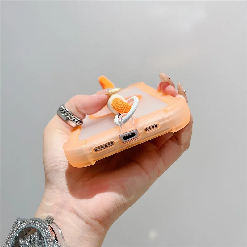 For iPhone 16 Pro Max Case Compatible with MagSafe 3 in 1 TPU + PC Matte Phone Back Cover with Hand Strap - Orange